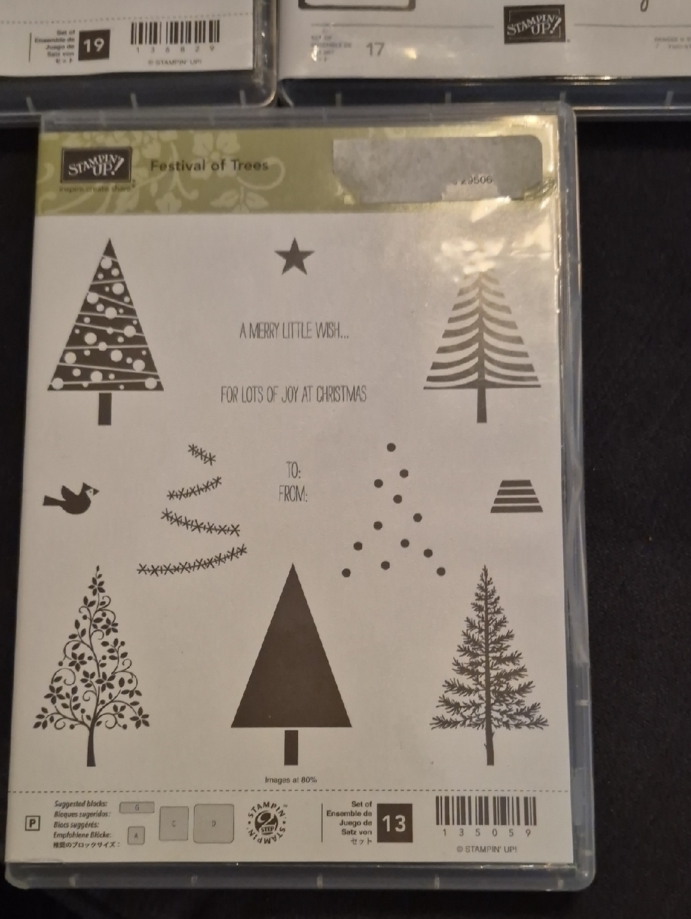 Stampin' Up! Festival of Trees Holiday Stamp Set — Green, Black,Set Of Three
